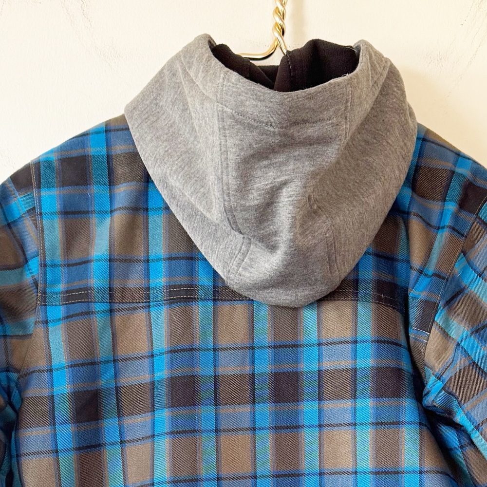Burton Uproar Blue and Black Plaid Hoodie Shacket Snowboard Jacket M 10/12 - Picture 11 of 11
